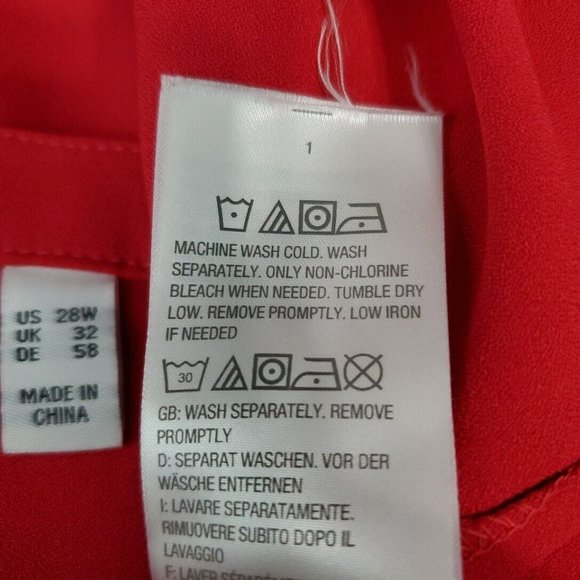 Susan Graver Top Plus Size 28W‎ Tunic Pockets Stretch Tab Sleeve Button Down Red - Picture 6 of 6